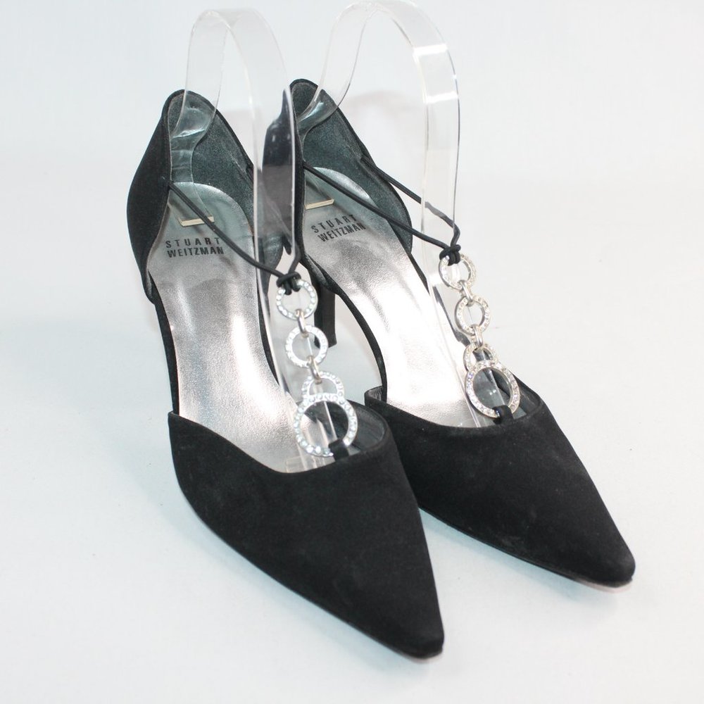 Stuart Weitzman Black Pointed Toe D'Orsay High Heels #123 - Picture 3 of 13